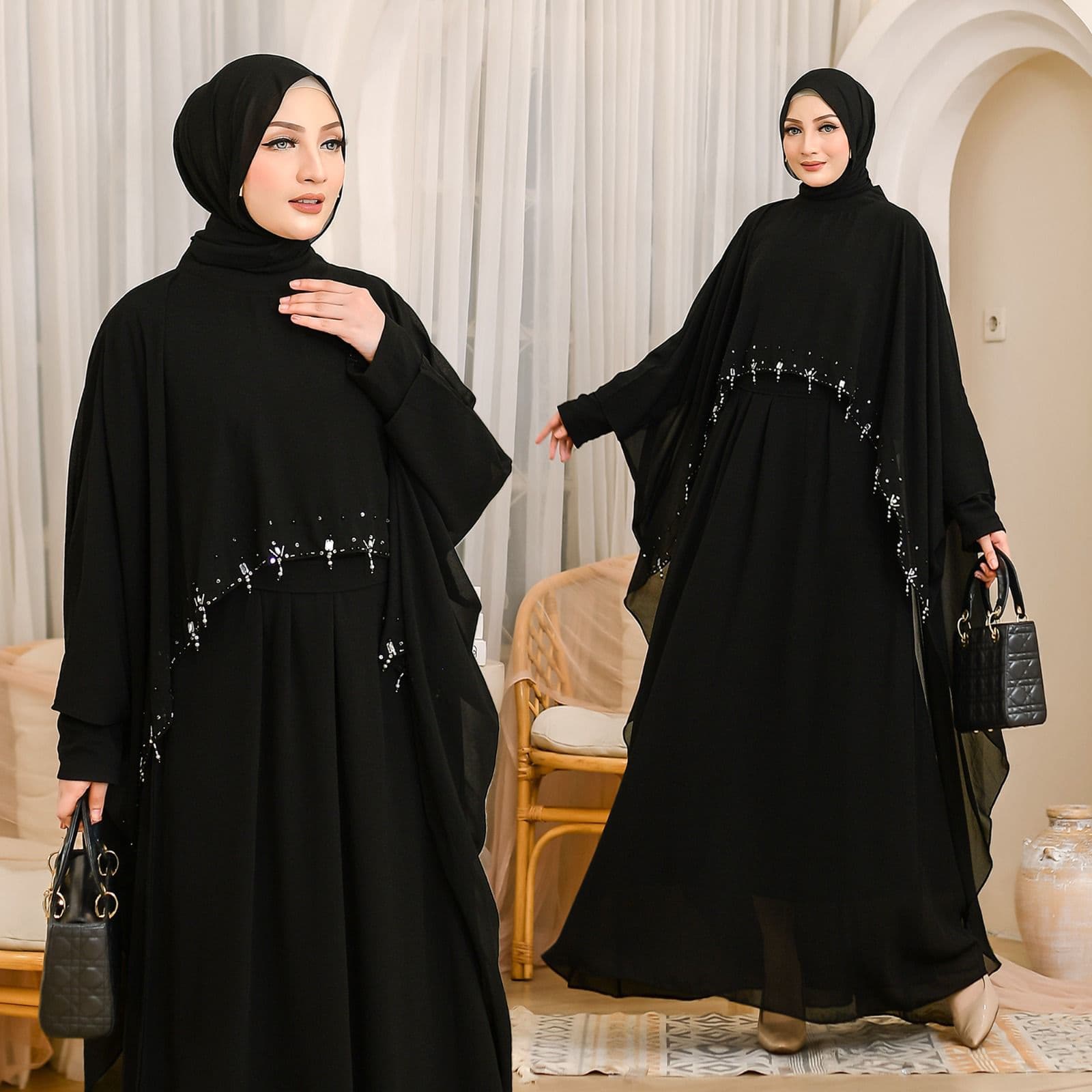 Abaya Aisyah warna Black koleksi KHZ Boutique
