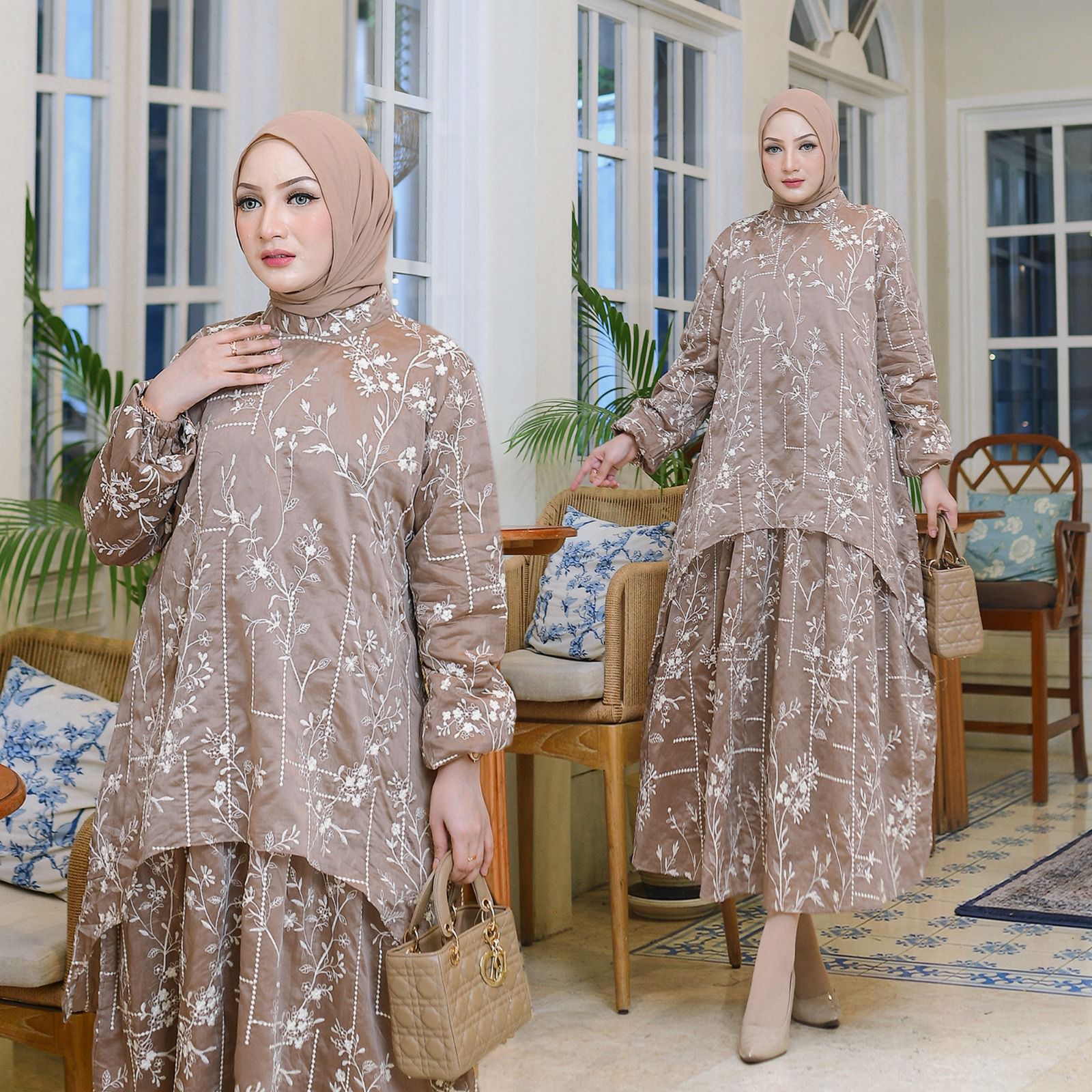 Gamis Nayla warna Brown koleksi gamis muslimah KHZ Boutique