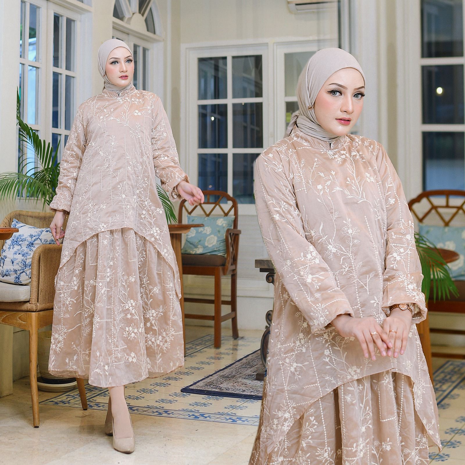 Gamis Nayla warna Peach koleksi gamis muslimah KHZ Boutique