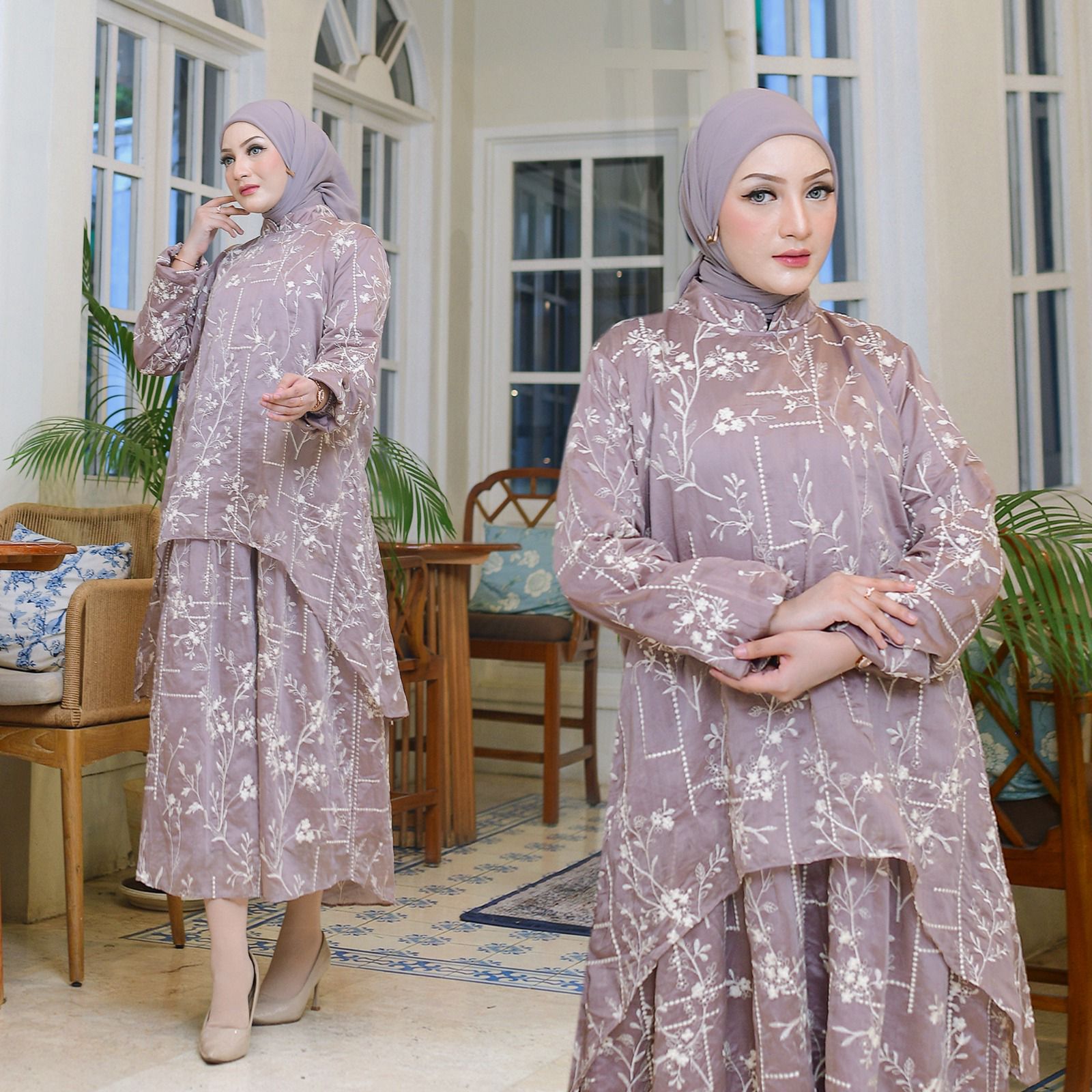Gamis Nayla warna Purple koleksi gamis muslimah KHZ Boutique