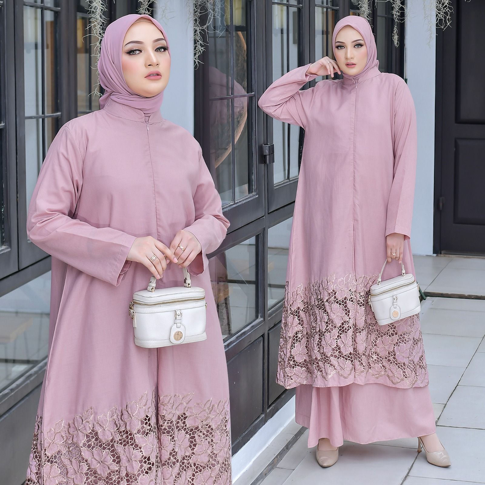 Tunic Set Zahra warna Purple koleksi tunic set muslimah KHZ Boutique