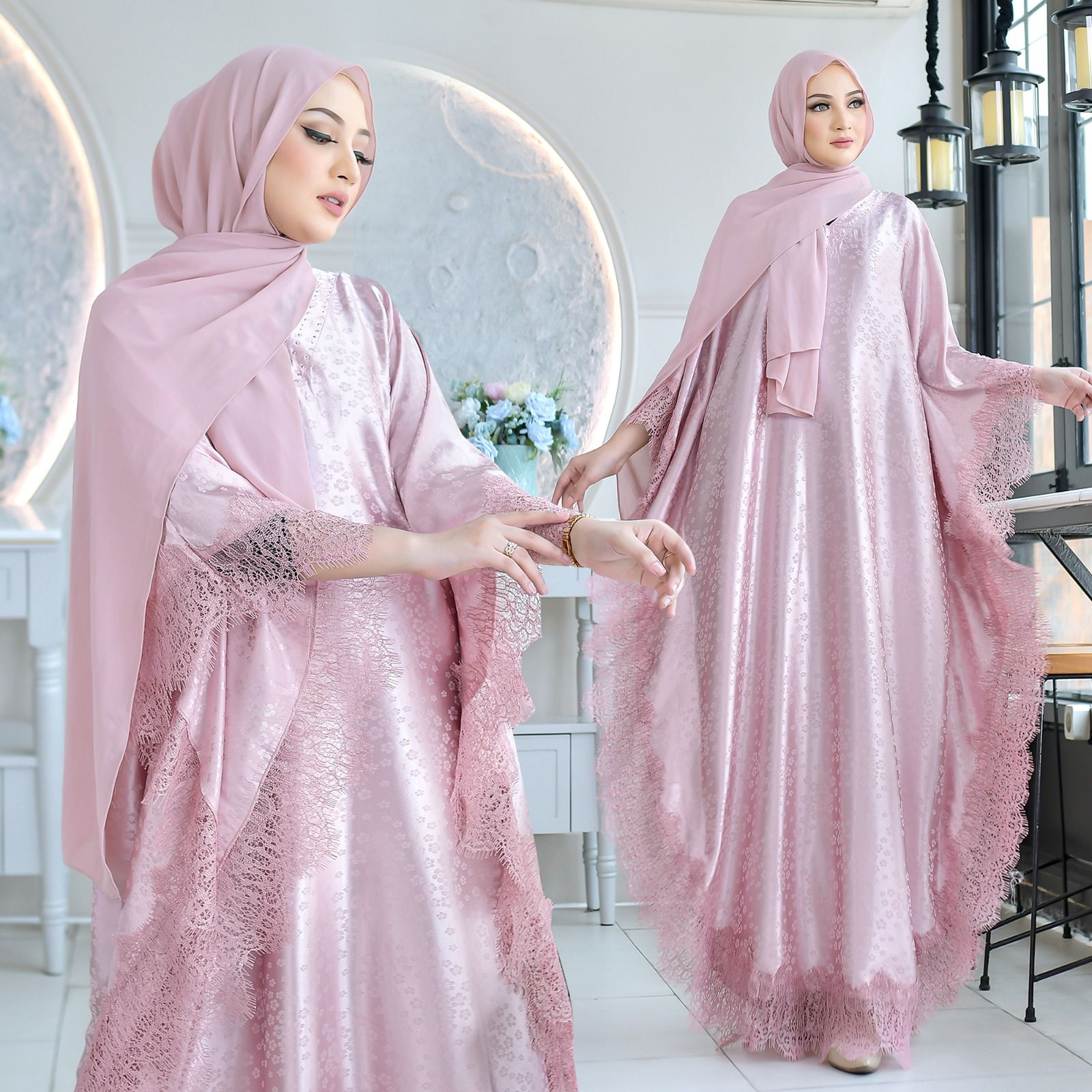 Kaftan Wulan warna Rose koleksi kaftan dress muslimah KHZ Boutique